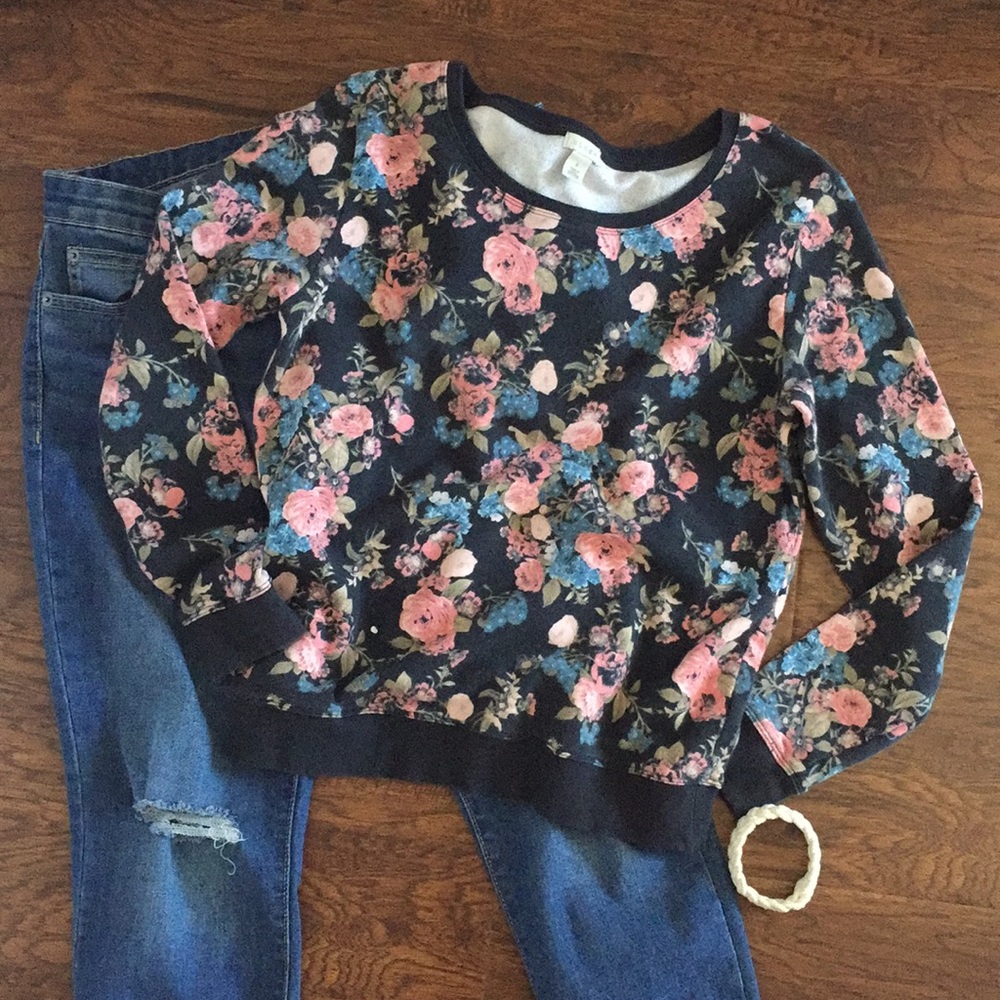 Hinge Floral sweatshirt Top vintage styling sz S